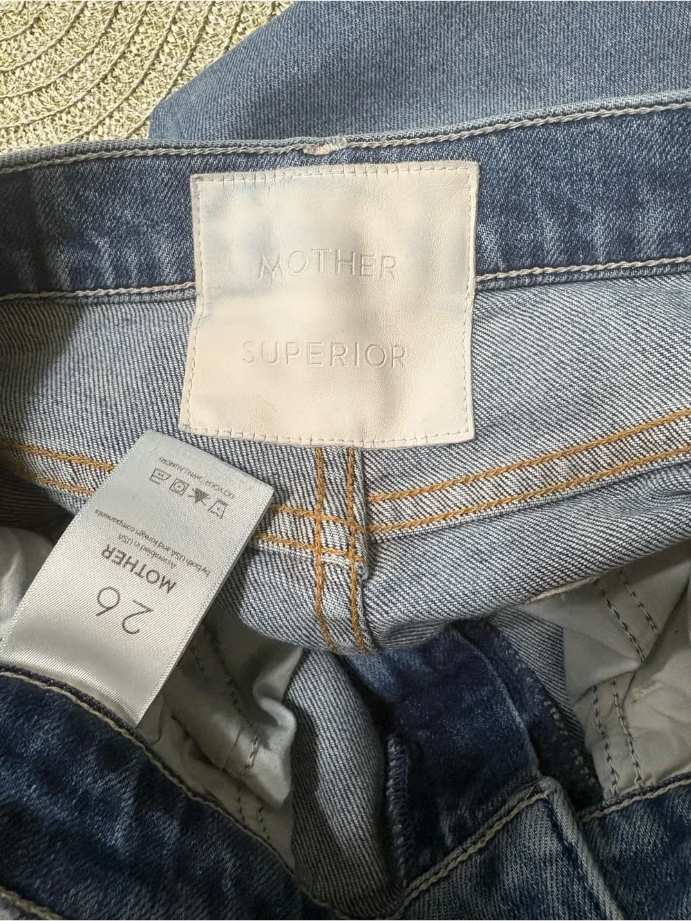 Mother Superior The Super Cruiser Jeans On Holy Ground Wash Flare Distress Sz 26